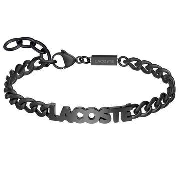 Ανδρικό βραχιόλι Lacoste 2040478 ατσάλινο  μαύρο με το λογότυπο της Lacoste και ρυθμιζόμενο κούμπωμα.